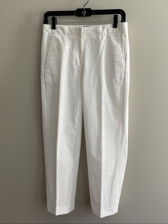 J. Crew Pants - J.Crew White Eyelet Cropped Ankle Pants Size 0 Lined Summer Trousers